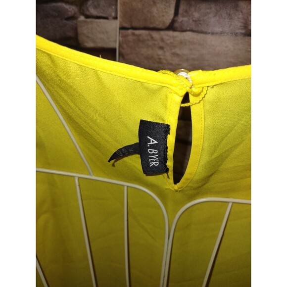 5/$25 EUC Sz Med A. Byer Bright Yellow Colored Cold Shoulder Top Blouse - Picture 5 of 6